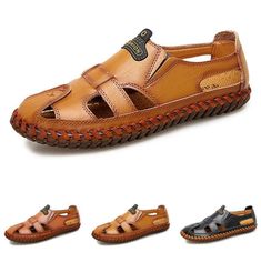 Product Description * Item :Men Beach Sandals Shoes Closed Toe Walking Sports Slip On Flats Non-Slip Roman * Condition: 100% Brand New * Color：Black 、Yellow Brown 、Red Brown  * Package：1 pair shoes （Without accessories）   Please note: 1.If your feet are wide, please order size up. 2.The color maybe a little difference because of the light,screen reflection etc. 3.Due to photography lighting and differences in computer screens there will be a little chromatic aberration..Due to photography lighting and differences in computer screens there will be a little chromatic aberration. 4.If  there are any problem with leaving us 5 star positive feedback when you receive the item,plz message us first before leaving any negative or neutral feedback or open any case,we will try our best to let you hav Brown Sport Sandals For Summer Beach, Comfortable Slip-on Sport Sandals For Vacation, Brown Sport Sandals For Spring Beach Occasion, Casual Closed Toe Sport Sandals For Beach Season, Summer Beach Sport Sandals In Brown, Brown Summer Beach Sport Sandals, Casual Non-slip Slip-on Sandals, Casual Flat Sandals For Outdoor, Non-slip Brown Sport Sandals For Vacation