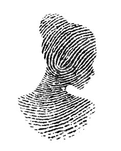 a person's fingerprint is shown in black and white, with the image of a