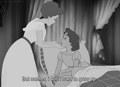 an animated image of two women in bed with the caption, but mother, i don't want to grow up