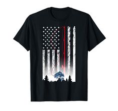 an american flag with the image of a fish on it's back t - shirt