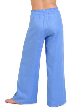 Drawstring ties with goldtone tips bring casual-cool style to these airy smocked-waist pants with breezy wide legs for poolside perfection. 30 1/2" inseam; 27" leg opening; 12 1/2" front rise; 15" back rise (size medium) Elastic/drawstring waist Side-seam pockets 80% rayon, 20% linen Hand wash, line dry Imported Chic Bottoms For Day Out During Resort Season, Vacation Wide Leg Pants With Drawstring, Casual Beach Bottoms With Tie Waist, Casual Tie Waist Beach Bottoms, Solid Wide Leg Beach Pants With Drawstring, Linen Beachwear Bottoms With Drawstring, Linen Drawstring Beachwear Bottoms, Chic Beach Wide Leg Pants With Drawstring, Chic Wide Leg Beach Pants With Drawstring