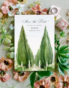 Borgo Stomennano Tuscany Save the Date Wedding Invitations Save The Date Tuscany Wedding, Wedding Invitations Tuscany, Tuscany Save The Date, Wedding Save The Date Invitations, Handpainted Wedding Invitation, Save The Date Italy, Watercolour Wedding Invitations, Save The Date Wedding Invitations