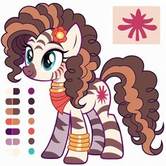 a cartoon pony with brown hair and blue eyes