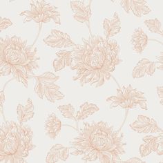 a floral wallpaper with pink flowers and leaves