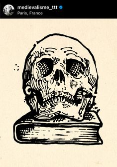 a drawing of a skull on top of a book