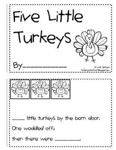 the five little turkeys worksheet for kids to learn how to write and draw