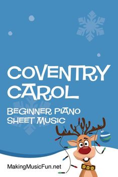 an easy piano sheet music cover for deck the hall's christmas carols with reindeer and snowflakes