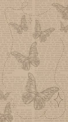 a wallpaper with butterflies on it in brown and beige colors, the background is made from