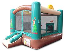 an inflatable bounce house with a slide