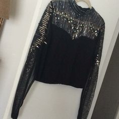 Beautiful Black Beaded Black Top With Back Full Zipper., Extra Sequins And Beads. Asos Tops, Black Top, Black Beads, Asos, Womens Sizes, Womens Tops, Zipper, Beads, Women Shopping