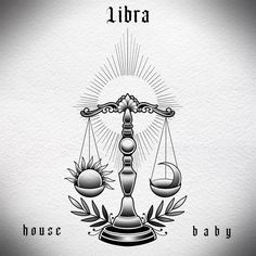 the libra zodiac sign is depicted in black and white, with an illustration of two scales