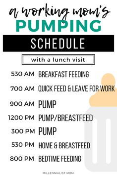 a poster with the words working mom's pumping schedule and instructions for how to use it