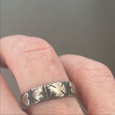 About 3/16” Wide 1860 Silver And Gold Stamped, But I Cannot Make It Out Entirelylooks Like 18k And Something Elsesee Photos! A Great Layering Ring Love The Alternating Hearts And Celtic Like Crosses Size 6.5 Lots Of Patina, Which I Love Layered Rings, 5 Rings, Cross Ring, Ring Color, Womens Jewelry Rings, Silver Gold, Patina, Layering, Women Jewelry