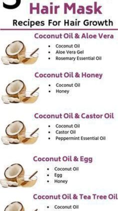 Recipes For Hair Growth, Coconut Oil For Hair, Coconut Oil Hair Growth, Oil Hair Mask, Hair Mask Recipe, Best Coconut Oil, Mask Recipes, Coconut Hair