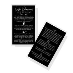 PRICES MAY VARY. 50 TOTAL CARDS printed on a 2x3.5” inch card. 14 pt. Matte card stock thickness! Client instructions for how to clean lash extensions. Design is a matte black card with white text. We LOVE to see how you use our cards! Send us pictures of your aftercare kits :) Paper size: 2-x-3.5-inch WHAT YOU'RE BUYING: This listing product includes physical printed cards. Size is 2x3.5" inches each business card is printed on thick premium 14 pt. matte card stock. This card is printed front a How To Clean Lashes, Lash Aftercare, Boutique Marketing, Lash Extension Supplies, Teeth Bleaching, Human Teeth, Bleaching Cream, Stained Teeth, Whitening Kit