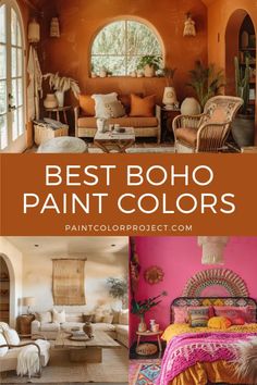 the best boho paint colors to use in your home or office, including pink and orange