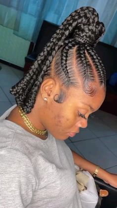 Ponytail Cornrows, Trending Hair, Styles Braids, Cornrow, Hairstyles Ideas, Braid Styles, Hair Trends, Braided Hairstyles