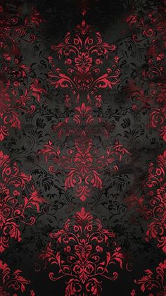 red and black wallpaper with an ornate design