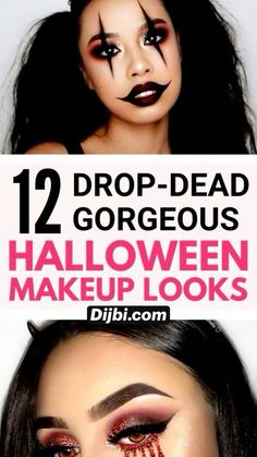 Holloween Makeup Glam Easy, Easy Costume Makeup Ideas, Holloween Makeup 2021 Simple, Easy Diy Halloween Makeup For Women, Easy Halloween Makeup Looks For Women, Quick And Easy Halloween Makeup, Halloween Makeup Work, Halloween Make Up Pretty, Easy Face Makeup For Halloween