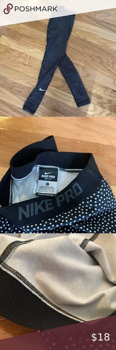 Nike Pro Dri-Fit Fleece-Lined Leggings - Blk Polka Dot Lined Leggings, Polka Dot Pattern, Nike Pros, Nike Pants, White Polka Dot, Dri Fit, Polka Dot, Polka Dots