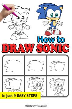 how to draw sonic in just 9 easy steps