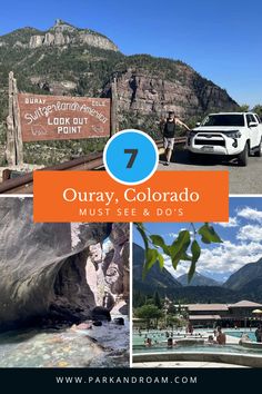 a collage of photos with the words 7 best things to see and do in colorado