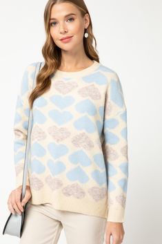 Show off your #love with this #cute #sweater! #Valentines #Valentinefashion #style #fashion Neutral Color Palette, Cute Sweater, Print Sweater, Pattern Sweater, Heart Pattern, Neutral Colour Palette, Printed Sweater, Neutral Color, Heart Patterns