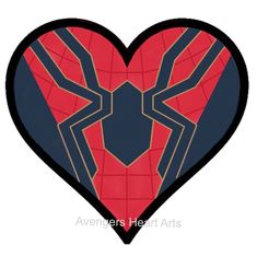 a heart shaped spider man with red and black stripes