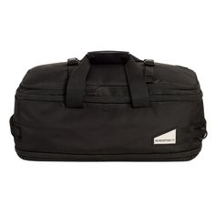 a black duffel bag on a white background