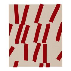 an abstract red and white painting with stripes