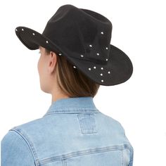 Solid Studded Metallic Material: 100% Polyester Care Instructions: Hand Wash Black Felt Hat For Spring Rodeo, Black Western Style Felt Hat For Spring, Panama Hat, Panama, Fedora, Care Instructions, Hand Wash, Women Accessories, Hats