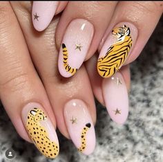 College Nails, Nyc Nails, Nails Yellow, Animal Nails, Animal Print Nails, Black Christmas, Fire Nails, Funky Nails, Dope Nails