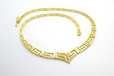 This is a unique necklace Designed and Made in Greece and not a copy from other designers, produced by our family of goldsmiths with experience for over 70 years. The beauty of Greek jewelry, completely handcrafted in Greece with the old-fashioned way, is omnipresent. An outstanding 14k solid gold necklace remains a classic and elegant choice for everyone. Bold and traditional, you will not take your eyes over off. Neither will your friends! High Quality Handmade Greek jewelry! ★Dimensions : (US Gold Art Deco Necklace For Formal Occasions, Art Deco Gold Necklace For Formal Occasion, Art Deco Gold Necklace For Anniversary, Gold Art Deco Engraved Necklace, Greek Necklace, Greek Meander, Key Bracelet, Friends High, Solid Gold Bracelet