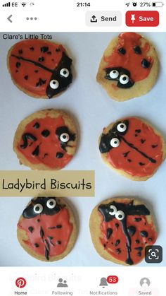 ladybird biscuits with chocolate eyes and googly eyes