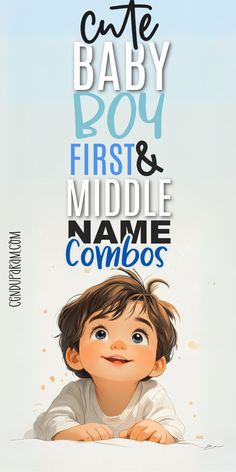 a baby boy and his first and middle name combos are featured in this poster