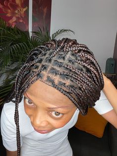 Handmade braided box braids wig, ear to ear braided frontal wig Lace Black 13x 4 Please put your makeup in the lace this is a very beautiful wig Brown color It's very comfortable and realistic. You will achieve a natural look like it's growing from your scalp. Wig looks so natural and beautiful & full😻 easy maintenance with water and leave in conditioner beautiful and great value for money Will Look Stunning On All Ladies And Skin Tones🤗. You Will Receive So Many Compliments !💃 Eliminate the Braided Box Braids, Box Braids Wig, Wig Brown, Box Braid Wig, Wig Lace, Beautiful Wigs, Frontal Wig, Braids Wig, Leave In Conditioner