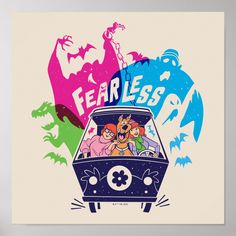 an image of a cartoon car with the word fearless on it