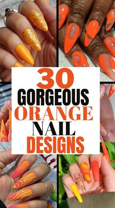 If you love orange nail Designs and you want to try these ones then get ready. These orange nails are gorgeous and you'll love them. Come and try these beautiful and gorgeous orange nail designs today. Nail Designs Orange, Classy Gel Nails, Orange Nail Ideas, Popular Nail Colors, Orange Nail Designs, Orange Nail, Fun Nail Colors, Fancy Nails Designs, Blue Nail Designs