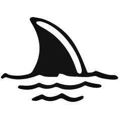 a black and white drawing of a shark fin