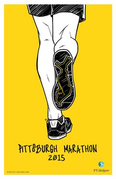 a drawing of a person's legs and shoes with the words pittsburgh marathon 2013