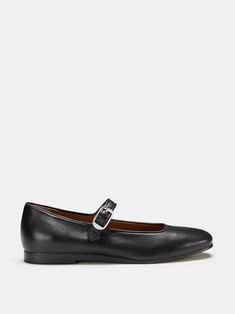 Black leather mary jane flats with a buckle, cushioned calf leather insole and leather piping. 13mm heel. Made in Italy. Black Leather Mary Jane Flats, Leather Mary Jane Flats, Current Obsession, Mary Jane Flats, Leather Mary Janes, Green Leather, Shoe Sale, Pumps Heels, White Leather