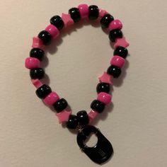 Monster Kandi, Kandi Single Ideas, Pink Kandi, Scene Bracelets, Kandi Jewelry