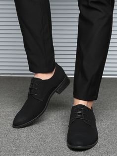 Black  Collar   Plain  Embellished   Men Shoes Mens Prom Shoes, Groomsmen Shoes, Black Formal Shoes, Semi Formal Shoes, Mens Black Dress Shoes, Men's Wedding Shoes, Men Dress Shoes, Groom Shoes, Business Casual Shoes