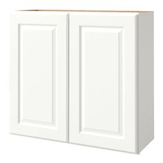 a white cabinet with two doors and one drawer