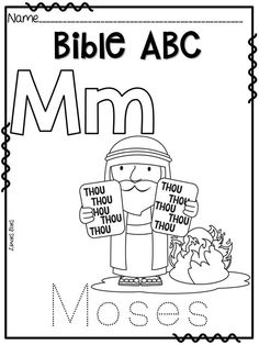 a coloring page with the words bible abc and m