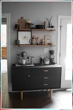 Coffee Bar - Amazon.com, one of the world's largest store. Click today to get what you are looking for. Koffie Stations, Coffee Bar Decorations, Kaffe Station, Coffee Bar Ideas Kitchen, Coffee Bar In Kitchen, Bar In Kitchen, Kitchen Coffee Bar