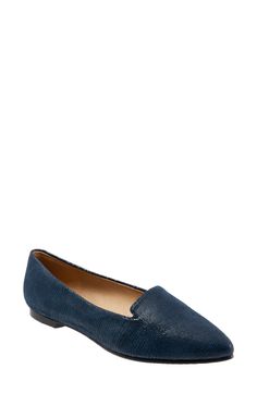 Minimalist styling meets maximum comfort on a pointy-toe loafer designed with a padded footbed and lightweight, flexible sole. Cushioned footbed Leather or synthetic upper/synthetic lining and sole Imported Women's Shoes Casual Illustration, White Chic, Autumn Casual, Chic Clothing, Comfortable Heels, Illustration Drawing, Loafers For Women, Blue Leather, Photography Tips