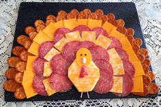 a turkey and cheese platter with meats on it is featured in the app