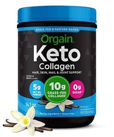 Orgain Keto Collagen Protein Powder with MCT Oil, Vanilla - Paleo Friendly, Grass Fed Hydrolyzed Collagen Peptides Type I and III, Dairy Free, Gluten Free, Soy Free, 0.88 Lb (Packaging May Vary) Keto Protein Powder, Keto Benefits, Collagen Protein Powder, Clean And Delicious, Paleo Chocolate, Collagen Supplements, Collagen Protein, Collagen Powder, Chocolate Protein Powder