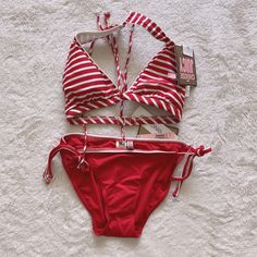 Super Cute! Size S Red Holiday Beachwear Swimwear, Red Beachwear For Holiday, Red Fitted Swimwear For Holiday, Fitted Red Swimwear For Holiday, Red Fitted Holiday Swimwear, Free People Swim, Strawberry Charm, Juicy Couture, Womens Swim